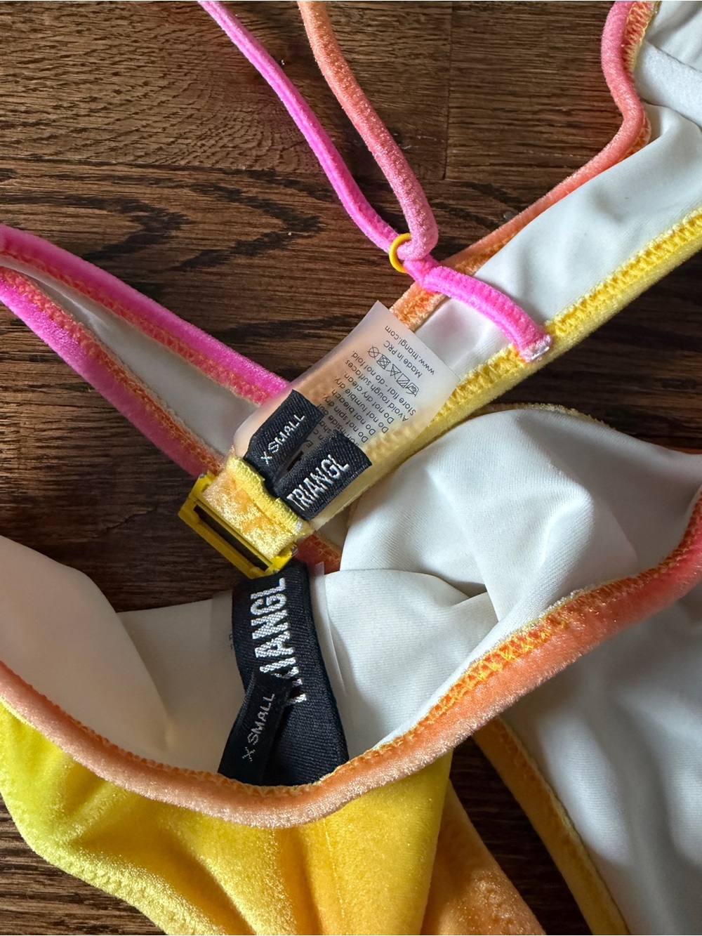 triangl swimwear Pink to Yellow Ombre Velvet Bikini Top - Picture 3 of 3